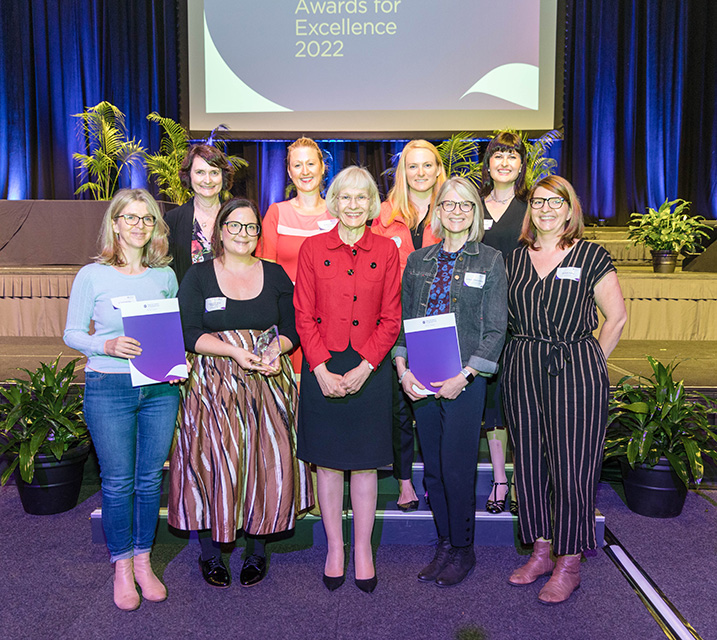 WERC Project, Mental and physical health, safety and wellness Winner, 2022 UQ Awards for Excellence with Professor Deborah Terry AO, Vice-Chancellor and President.