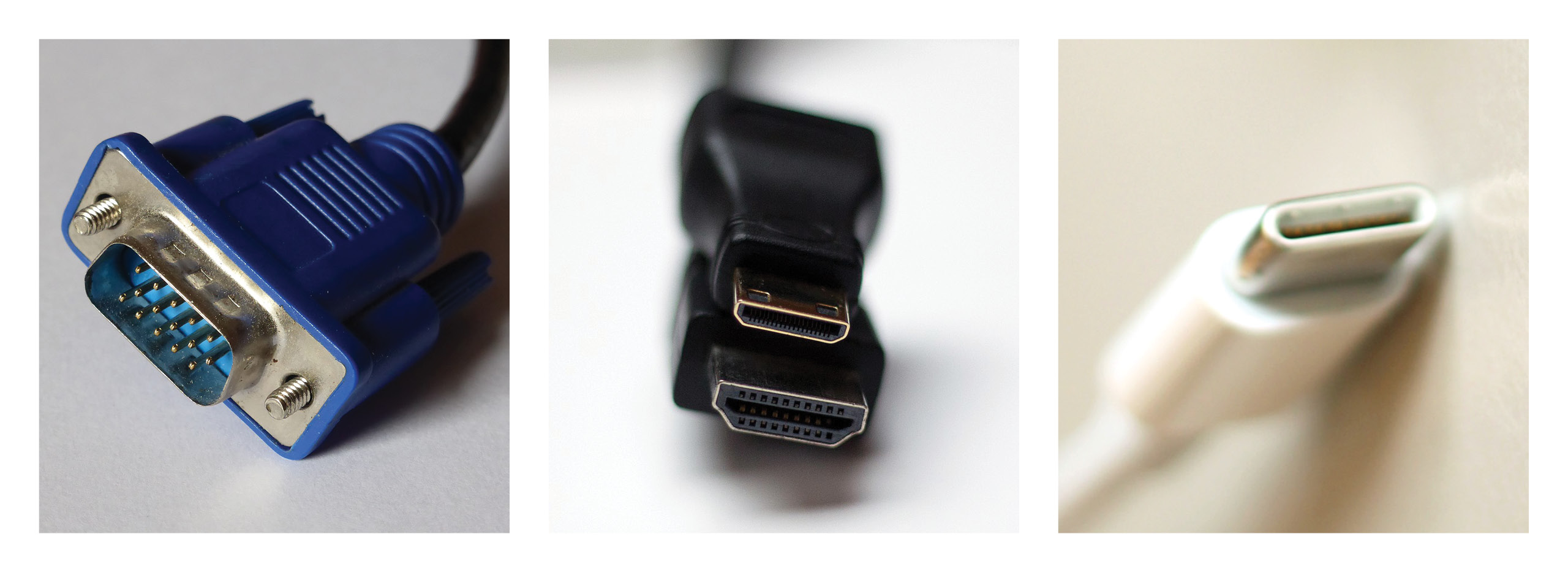  VGA, HDMI and USB-C connectors.