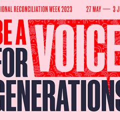 Alternating black and red text reading 'Be a voice for generations'